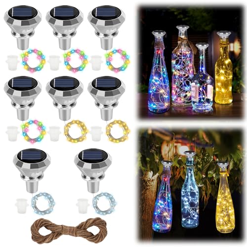 LYPPUL Solar Flaschenlicht, 2M 20LED Flaschenlichterkette Korken, 8 Stück Solar Diamant Flaschenlichter, Wasserdicht Weinflasche Lichterkette für Flasche, Party, Weihnachten, Innen Beleuchtung Deko LYPPUL Solar Flaschenlicht, 2M 20LED Flaschenlichterkette Korken, 8 Stück Solar Diamant Flaschenlichter, Wasserdicht Weinflasche Lichterkette für Flasche, Party, Weihnachten, Innen Beleuchtung Deko von LYPPUL