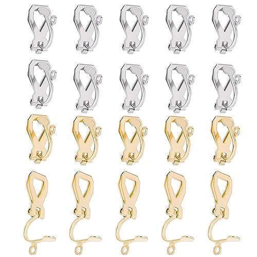 LYQNIHOB 20 STK, Edelstahl Clip-On Ohrringe schmerzfrei & Nicht durchbohrt, goldene Edelstahl Konverter-Clips für DIY Ohrringe, 12 mm lang - ideal für Mädchen, von LYQNIHOB