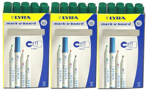 30x LYRA mark o board Whiteboard Marker Flipchart Tafel GRÜN 1-4 mm rund von LYRA