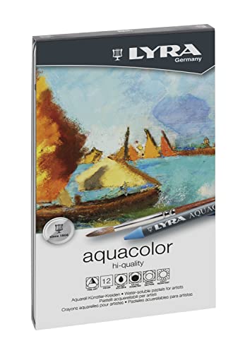 LYRA 5611120 - Aquacolor Wachsmalkreide, Metalletui 12 sortierte Farben von LYRA