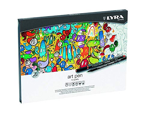 LYRA 6751200 Art Pen Faserstifte, Fasermaler, farbig sortiert, 25,5 x 19 x 1,5 cm, 20 Faserstifte von LYRA