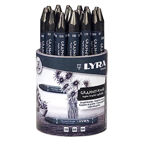 Lyra Graphite Crayons, Assorted Degrees, Non Water-Soluble, Set of 24 Crayons, Black (5623240) von Lyra