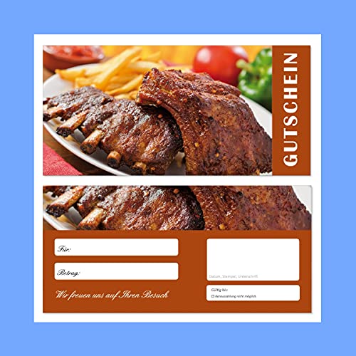 100 Stück Geschenkgutscheine (Rippchen-698) Gutscheine Gutscheinkarten für Bereiche wie Gastronomie Fleisch Grillen Restaurant von LYSCO