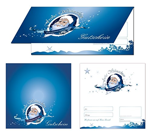 20 Stück Premium Geschenkgutscheine blaue Gutscheine für Weihnachten vielseitige einsetzbar, 4-seitig als Klappkarten, ( GUT-795 ) , ein super Produkt für Ihre Kunden. Gutscheine Gutscheinkarten von LYSCO