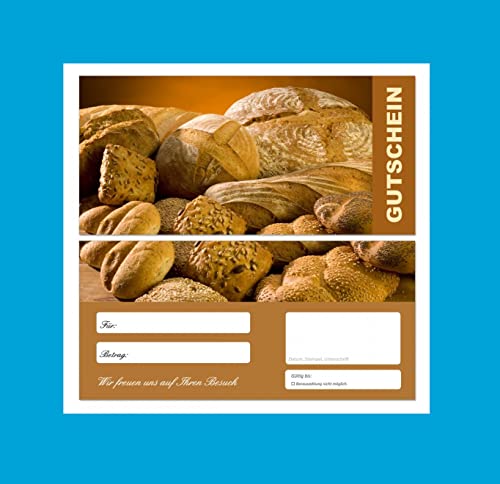 200 Stück Premium Geschenkgutscheine (Bäcker-668) - Ein schönes Produkt für Ihre Kunden Brot Brötchen Semmeln Gutscheine Gutscheinkarten für Bereiche wie Gastronomie, Bäcker, Konditor, Gaststätte und vieles mehr von LYSCO