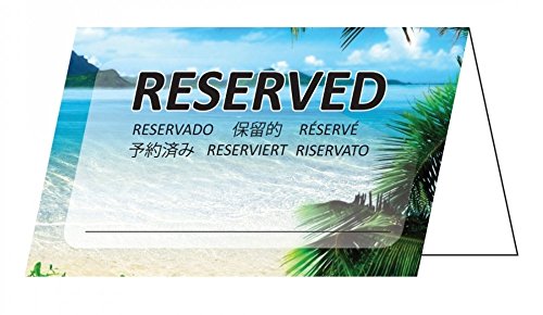 50 Stück neutrale Tischkarten Tischaufsteller reserviert (TK-108) Urlaub Strand Meer Gastronomiekarten zur Reservierung der Tische ihrer Feier von LYSCO