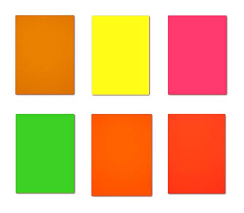 5x6 Blatt Buntpapier DIN A4 NEON Farben Orange, Gelb, Magenta, Grün, Intensivorange, Rot (LCP-117) von LYSCO