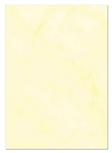 Gastronomie Papier (Gelb-Marmor, A4, 25 Blatt) für Speisekarten. Marmoriertes Papier, Einseitig bedruckt, für alle Drucker/Kopierer geeignet von LYSCO