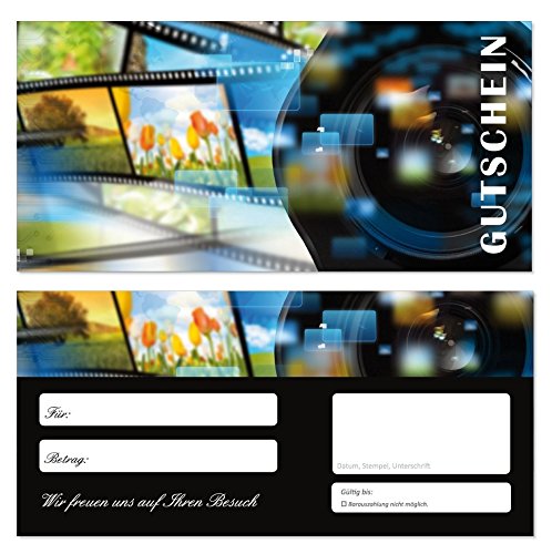10 Stück Geschenkgutscheine (Kamera-707) Gutscheine Gutscheinkarten für Bereiche wie Einzelhandel fotografieren Bilder Fotos Fotostudio von LYSCO