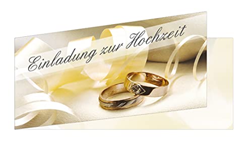 100 Stück Einladungskarten zur Hochzeit (EKT-105) Format DIN lang Einladungen Ringe Trauung Feier von LYSCO