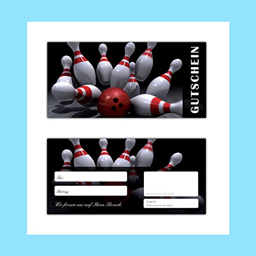 100 Stück Geschenkgutscheine (Bowling-637) Gutscheine Kegeln Postkartenkarton von LYSCO