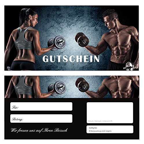 100 Stück Geschenkgutscheine (Fitness-708) Gutscheine Gutscheinkarten für Bereiche wie Kraftsport Gesundheit Wellness Sportstudio von LYSCO