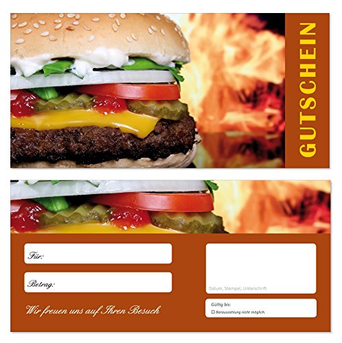 100 Stück Geschenkgutscheine (Hamburger-684) Gutscheine Gutscheinkarten für Gastronomie Bereiche wie Restaurant Gaststätte Lieferdienst von LYSCO
