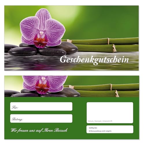100 Stück Geschenkgutscheine (Orchidee-694) Gutscheine Gutscheinkarten für Bereiche wie Erholung Wellness Spa Urlaub Reisen von LYSCO