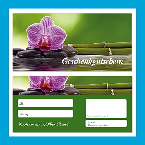 20 Stück Geschenkgutscheine (Orchidee-694) Gutscheine Gutscheinkarten für Bereiche wie Erholung Wellness Spa Urlaub Reisen von LYSCO