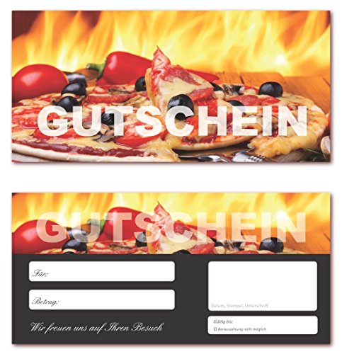 20 Stück Geschenkgutscheine (Pizza-624) Gutscheine Gutscheinkarten für Bereiche wie Gastronomie, Pizzeria, Restaurant, Lieferdienst von LYSCO