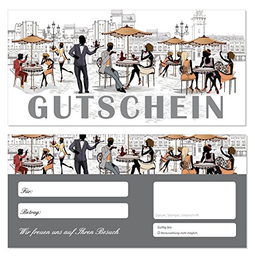 20 Stück Geschenkgutscheine (Straßencafe-689) Gutscheine Gutscheinkarten für Gastronomie Bereiche wie Restaurant Gaststätte Lieferdienst Konditorei von LYSCO