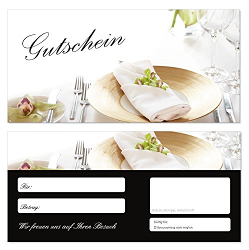 200 Stück Geschenkgutscheine (Tischgedeck-685) Gutscheine Gutscheinkarten für Gastronomie Bereiche wie Restaurant Gaststätte Lieferdienst von LYSCO