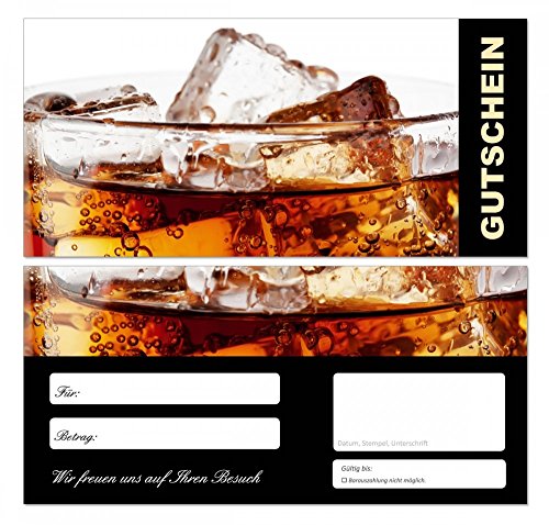 200 Stück Premium Geschenkgutscheine (Gastro-667) - Ein schönes Produkt für Ihre Kunden Getränk im Glas mit Eiswürfel Gutscheine Gutscheinkarten für Bereiche wie Gastronomie, Restaurant, Weinhandel, Getränkehandel, Freizeit, Feier, Geschenk, Gaststätte und vieles mehr von LYSCO