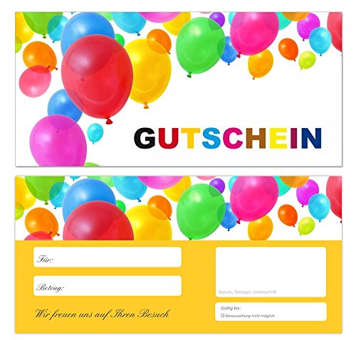 200 Stück Premium Geschenkgutscheine (Luftballons-671) - Ein schönes Produkt für Ihre Kunden Gutscheine Gutscheinkarten für Bereiche wie Freizeit, Feier, Geburtstag, Spielzeug und vieles mehr von LYSCO