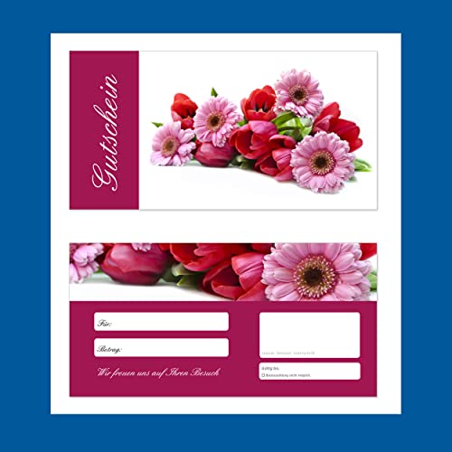 50 Geschenkgutscheine (Blumen-607) Gutscheine für Ihre Kunden in Hervorragender Ausführung. beschreibbar und bestempelbar von LYSCO