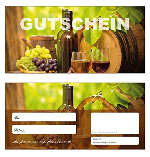 50 Geschenkgutscheine (Wein-664) - Ein schönes Produkt für Ihre Kunden Gutscheine Gutscheinkarten für Bereiche wie Gastronomie, Restaurant, Weinhandel, Getränkehandel, Freizeit, Wellness, Feier, Geschenk, Getränke und vieles mehr von LYSCO