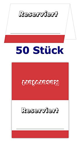 50 Stück neutrale Tischkarten Tischaufsteller reserviert Namenskarte rot TK-101 Gastronomiekarten zur Reservierung der Tische ihrer Feier für einzelne Plätze mit Namen zum Personalisieren, Platzkarten Platzkartenhalter von LYSCO