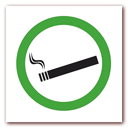 6 Stück - XL Folienaufkleber Rauchen erlaubt Größe 10 x 10cm - für innen und außen geeignet ( 504g ) von LYSCO