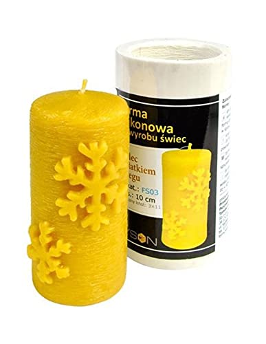 LYSON Kerzengießform Silikonform Die Walze mit der Schneeflocke, Höhe 10 cm für Bienenwachskerzen Aromatherapie Kerzen 3D Giessform zur Kerzenherstellung Bienenwachskerzen gießen Geschenkidee von LYSON