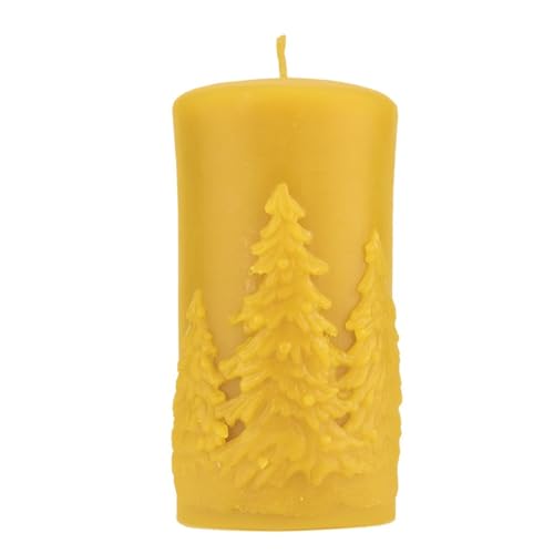 LYSON Kerzengießform Silikonform Walze Zylinder mit Fichten 14,5 cm hoch Silikon Kerzenform für Sojawachs, Bienenwachs, Gips, Seifer Aromatherapie Kerzenherstellung Bienenwachskerzen Geschenkidee von LYSON