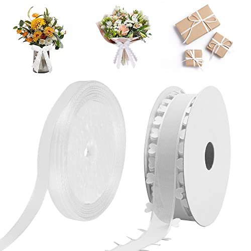 LYTIVAGEN Herzen Organzaband Weiß 6mm Geschenkband Herzen Dekoband Geschenkband Weiß Organza Herzband Schmales Schleifenband Herz Tüllband Hochzeit Organza Bänder für Geschenk Hochzeit Tischdeko von LYTIVAGEN