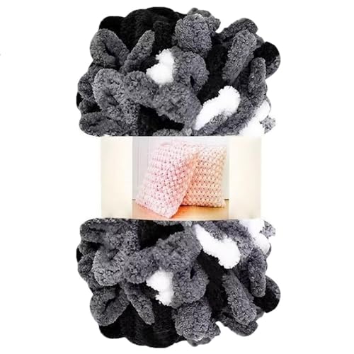 Garn lustig Handgelenk, Finger Loops Chenille Garn 400g Multicolor for Hut Schal Decke(Black Gray White) von LYVQZPWLR