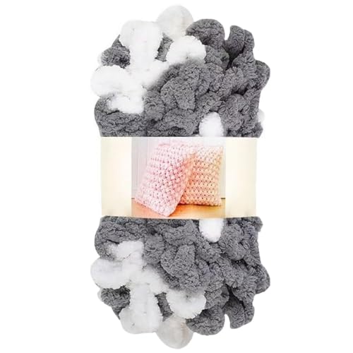 Garn lustig Handgelenk, Finger Loops Chenille Garn 400g Multicolor for Hut Schal Decke(Gray White) von LYVQZPWLR