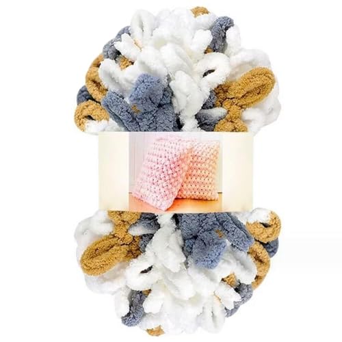 Garn lustig Handgelenk, Finger Loops Chenille Garn 400g Multicolor for Hut Schal Decke(Gray Yellow White) von LYVQZPWLR