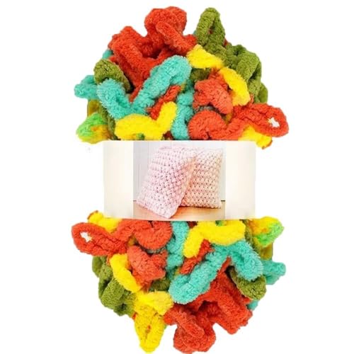 Garn lustig Handgelenk, Finger Loops Chenille Garn 400g Multicolor for Hut Schal Decke(Orange Yellow Green) von LYVQZPWLR