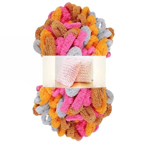 Garn lustig Handgelenk, Finger Loops Chenille Garn 400g Multicolor for Hut Schal Decke(Pink Gray Orange) von LYVQZPWLR