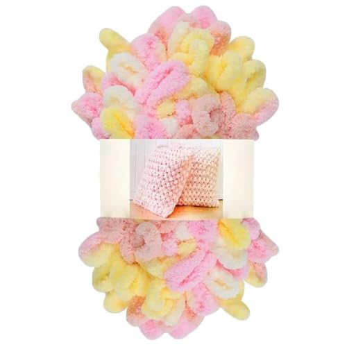 Garn lustig Handgelenk, Finger Loops Chenille Garn 400g Multicolor for Hut Schal Decke(Pink Yellow) von LYVQZPWLR