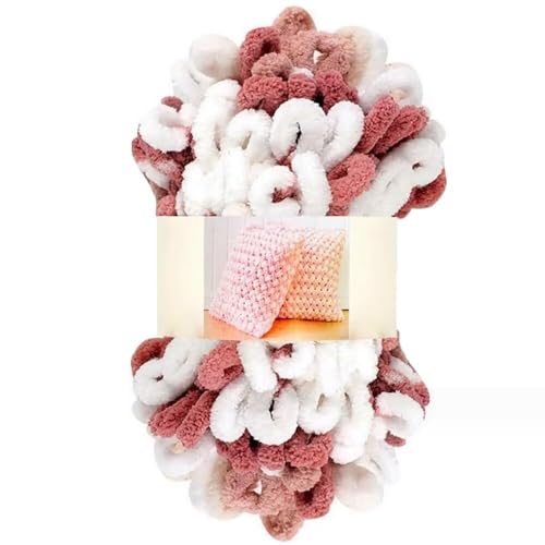 Garn lustig Handgelenk, Finger Loops Chenille Garn 400g Multicolor for Hut Schal Decke(Powder White) von LYVQZPWLR
