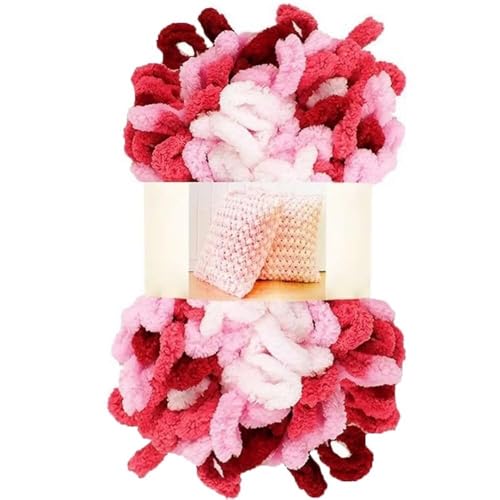 Garn lustig Handgelenk, Finger Loops Chenille Garn 400g Multicolor for Hut Schal Decke(Red Pink White) von LYVQZPWLR