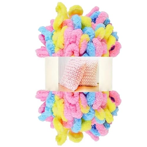 Garn lustig Handgelenk, Finger Loops Chenille Garn 400g Multicolor for Hut Schal Decke(Yellow Pink Blue) von LYVQZPWLR