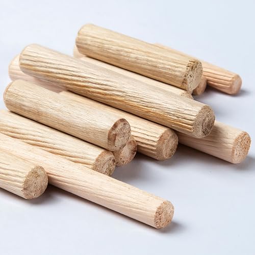 LYVQZPWLR Holzstäbchen für Kunsthandwerk, 100 Stück Holzdübelstifte, 6 mm Durchmesser, geriffelte Holzdübelstangen, Hartholz-Basteldübel, 30 mm(30mm) von LYVQZPWLR