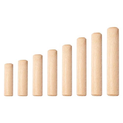 LYVQZPWLR Holzstäbchen für Kunsthandwerk, 100 Stück Holzdübelstifte, 6 mm Durchmesser, geriffelte Holzdübelstangen, Hartholz-Basteldübelstifte, 40 mm(50mm) von LYVQZPWLR