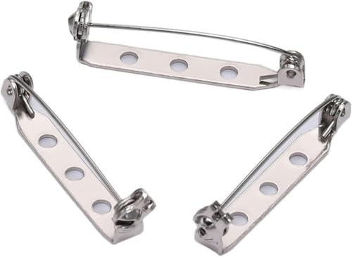 LYVQZPWLRBroschüren, 20 Stück 20 25 32 38 mm Broschenklammer-Basisstifte Blanko Safe Lock Broschennadel-Basis Abzeichenhalter for DIY Schmuckherstellung Zubehör(Silver - 32mm) von LYVQZPWLR