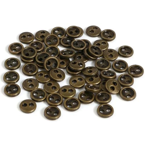 LYVQZPWLRHandwerksknopf, 100 Stück 3/4/5/mm Mini Harz Runde Knöpfe, Puppenkleiderknöpfe, 2 Löcher(Antique Bronze,3mm Dia.) von LYVQZPWLR