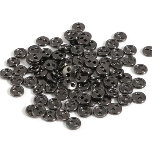 LYVQZPWLRHandwerksknopf, 100 Stück 3/4/5/mm Mini Harz Runde Knöpfe, Puppenkleiderknöpfe, 2 Löcher(Gunmetal,4mm Dia.) von LYVQZPWLR