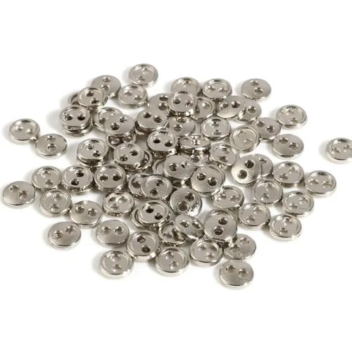 LYVQZPWLRHandwerksknopf, 100 Stück 3/4/5/mm Mini Harz Runde Knöpfe, Puppenkleiderknöpfe, 2 Löcher(Silver Color,4mm Dia.) von LYVQZPWLR