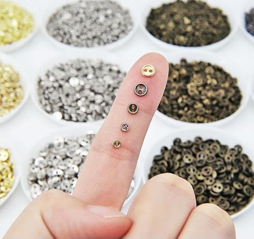 LYVQZPWLRHandwerksknopf, 100 Stück 3mm/4mm/5mm Mini Metall 2 Loch Puppenkleiderknöpfe, Mini Resin Knöpfe(Silver,4mm) von LYVQZPWLR