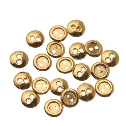 LYVQZPWLRHandwerksknopf, 100 Stück 4mm Runde Mini Harzknöpfe, Puppenkleiderknöpfe, DIY Zubehör(Gold) von LYVQZPWLR