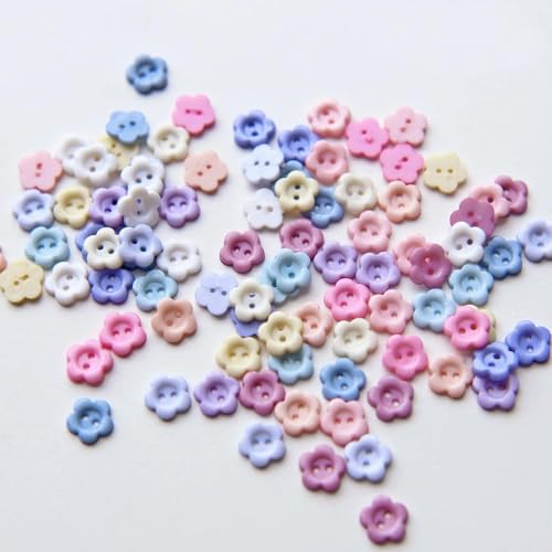LYVQZPWLRHandwerksknopf, 100 Stück 8 mm Mini-Knöpfe aus Kunstharz in Blumenform(02 Cream) von LYVQZPWLR