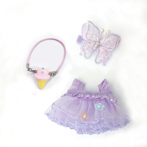 LYVQZPWLRModische Puppenkleidung, Kleidung kompatibel mit 17 cm großen Labubu-Puppen, 3-teiliges Set mit Kleid und Haar-Accessoires passend for LABUBU LYVQZPWLRModische Puppenkleidung, Kleidung kompatibel mit 17 cm großen Labubu-Puppen, 3-teiliges Set mit Kleid und Haar-Accessoires passend for LABUBU von LYVQZPWLR